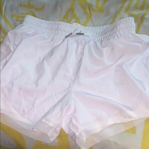 White with mesh workout shorts